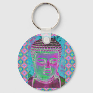 Buddha-Pop in Magenta und Türkis Schlüsselanhänger