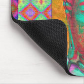 Buddha-Pop mit Patchwork-Borders in Blau und Rosa Mousepad (Ecke)