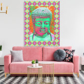 Buddha-Pop mit Patchwork-Grenzen in grün und rot Leinwanddruck (Insitu (Wohnzimmer))