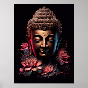 Buddha Portrait mit Lotus Art Poster