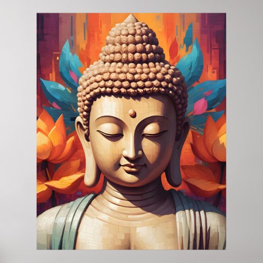 Buddha Portrait | Pixel Art Poster (Vorne)