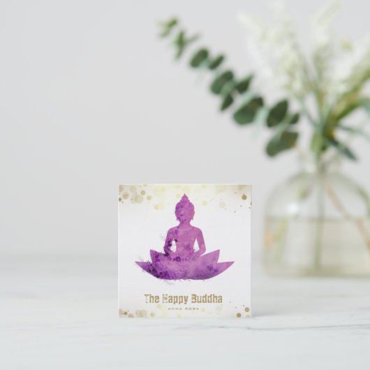 *~* Buddha QR Botanischer Flora AP33 Lotus Quadratische Visitenkarte (Stehend Vorderseite)