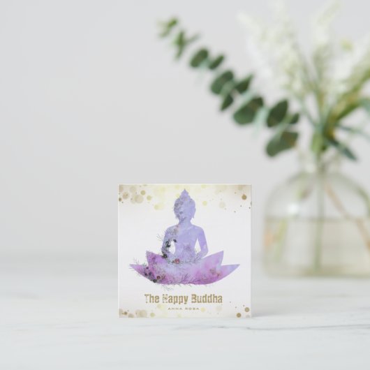 *~* Buddha QR Lotus Botanischer Flora AP33 Quadratische Visitenkarte (Stehend Vorderseite)