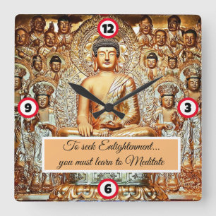 Buddha quadratische wanduhr
