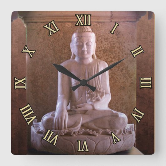 Buddha Quadratische Wanduhr (Vorderseite)