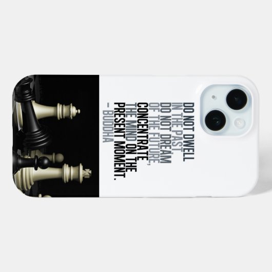Buddha Quote und Schachspiel Schwarz-weiß Case-Mate iPhone Hülle (Rückseite (Horizontal))