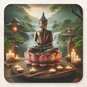 Buddha Rechteckiger Pappuntersetzer