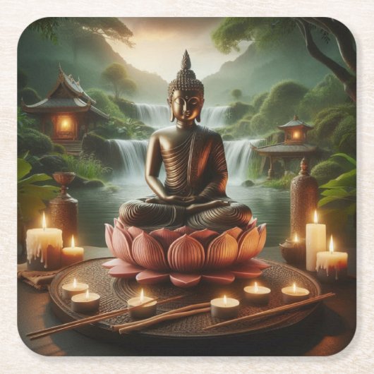 Buddha Rechteckiger Pappuntersetzer (Vorderseite)