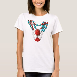 Buddha Red Coral Turquoise Womens Necklace T - Shi T-Shirt