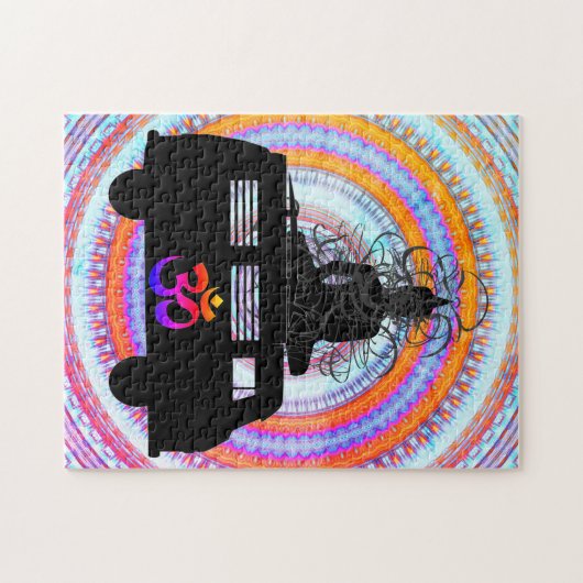 Buddha Retro Hippie Om Symbol Mandala Jigsaw Puzzl Puzzle (Horizontal)