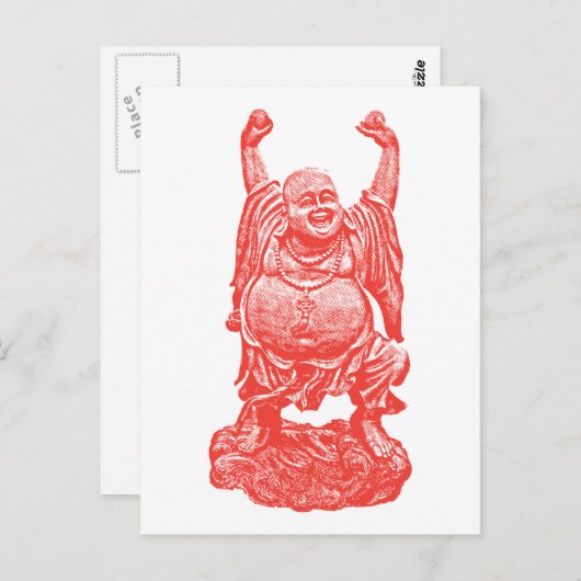 Buddha (rot) postkarte (Vorne/Hinten)