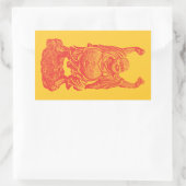 Buddha (rot) rechteckiger aufkleber (Tasche)