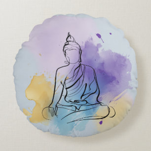 Buddha Round Pillow Friedlich Zen Rundes Kissen