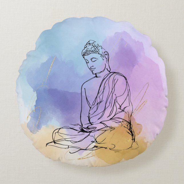 Buddha Round Pillow | Zen-Meditation Rundes Kissen (Vorderseite)