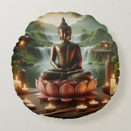 Buddha Rundes Kissen (Vorderseite)