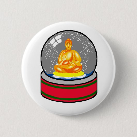 Buddha-Schnee-Kugel Button (Vorderseite)