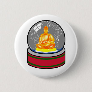 Buddha-Schnee-Kugel Button