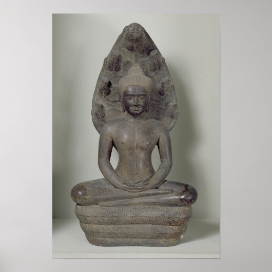 Buddha seated in meditation on the Naga, Angkor Poster (Vorne)