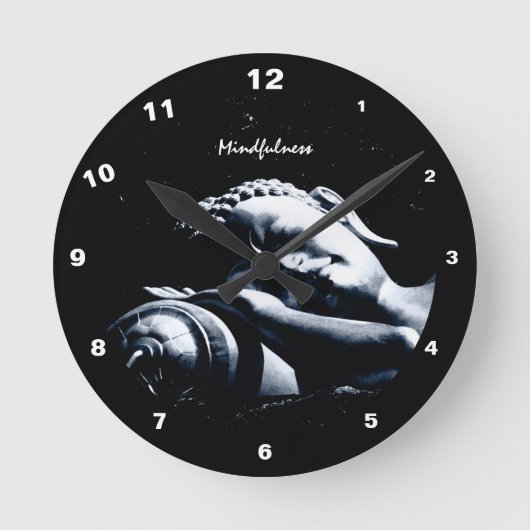 Buddha Segen & Mindlichkeit / Schlafender Buddha Runde Wanduhr (Vorderseite)