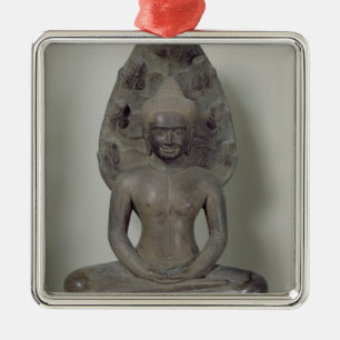 Buddha setzte in der Meditation auf dem Naga, Ornament Aus Metall