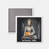 Buddha Shakyamuni, Blume, Kathmandu - Nepal Magnet (Vorderseite/Rückseite)