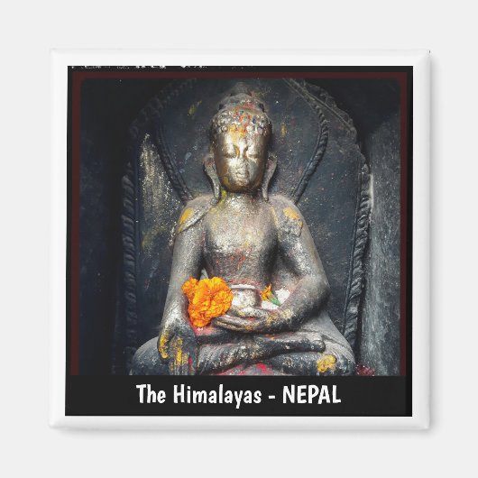 Buddha Shakyamuni, Blume, Kathmandu - Nepal Magnet (Vorne)