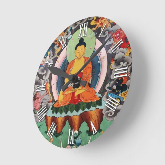 Buddha Shakyamuni, Nepal, tibetischer Buddhismus Runde Wanduhr (Winkel)