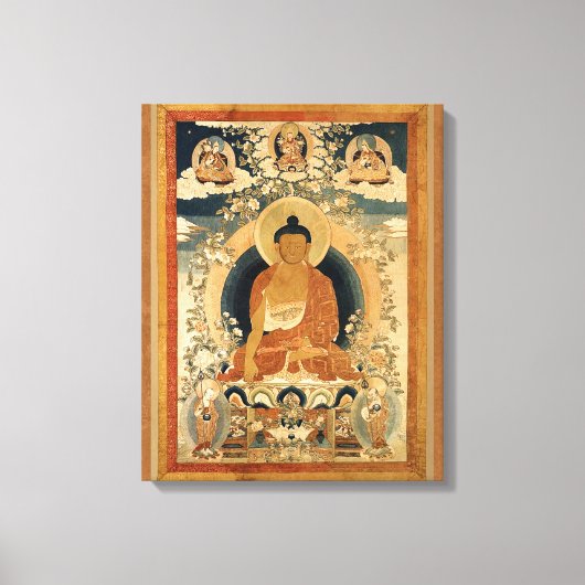 Buddha Shakyamuni Thangka Leinwanddruck (Vorderseite)