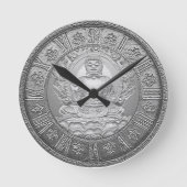 Buddha-Silber-Blick Runde Wanduhr (Vorderseite)