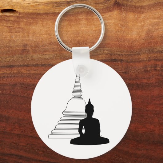 Buddha-Silhouette mit Stupa Schlüsselanhänger (Vorderseite)