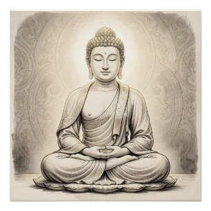 Buddha-Skizze feine Kunst Poster