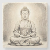 Buddha-Skizze feine Kunst Steinuntersetzer (Vorderseite)