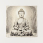 Buddha-Skizze feine Kunst Wandteppich (Vorderseite)