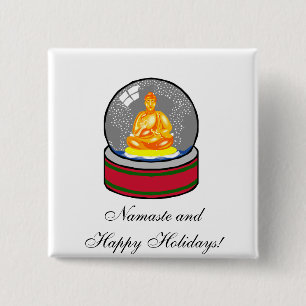 Buddha Snow Globe Button