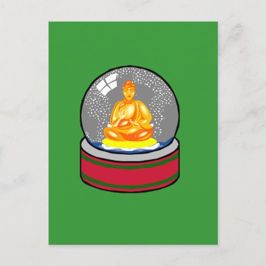 Buddha Snow Globe Postkarte (Vorderseite)