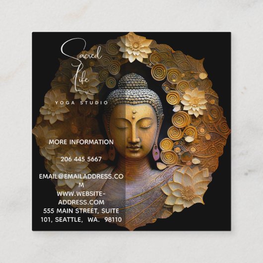 Buddha, spirituelle Meditation Quadratische Visitenkarte (Rückseite)