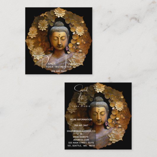 Buddha, spirituelle Meditation Quadratische Visitenkarte (Vorne/Hinten)