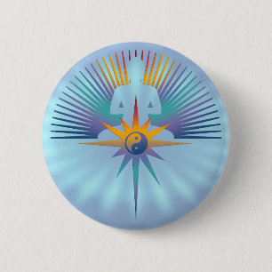 Buddha Star 3D Blauer Schimmer Button