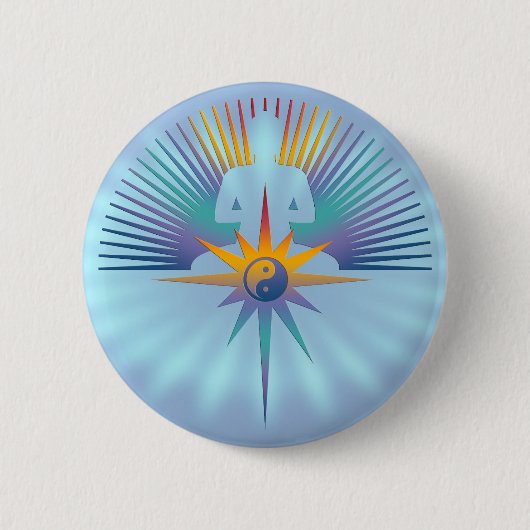 Buddha Star 3D | Blauer Schimmer Button (Vorderseite)