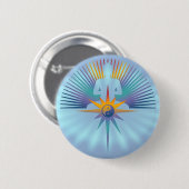 Buddha Star 3D | Blauer Schimmer Button (Vorne & Hinten)