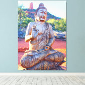 Buddha-Statue aus geschnitztem Holz Leinwanddruck (Insitu (Holzboden))