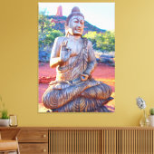 Buddha-Statue aus geschnitztem Holz Leinwanddruck (Insitu (Wohnzimmer))