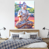 Buddha-Statue aus geschnitztem Holz Leinwanddruck (Insitu (Schlafzimmer))
