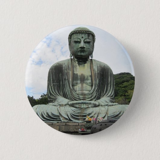 Buddha Statue Buddhismus Button (Vorderseite)