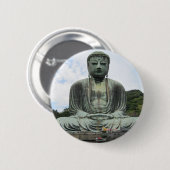Buddha Statue Buddhismus Button (Vorne & Hinten)