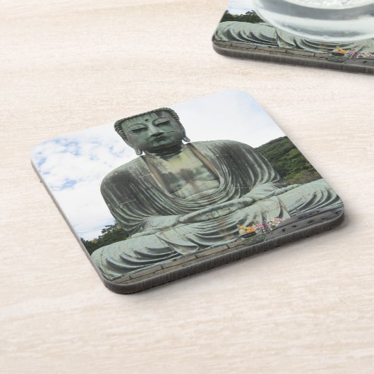 Buddha Statue Buddhismus Getränkeuntersetzer (Linke Seite)