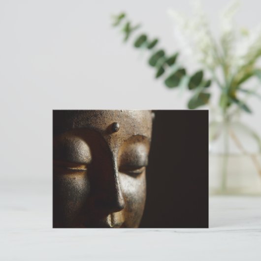 Buddha Statue Face Postcard Postkarte (Stehend Vorderseite)