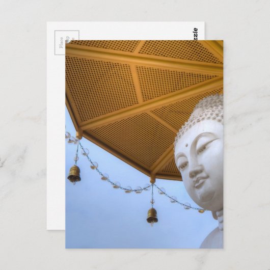 Buddha Statue in Blue Sky, Schirmglocken Postkarte (Vorne/Hinten)
