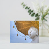 Buddha Statue in Blue Sky, Schirmglocken Postkarte (Stehend Vorderseite)