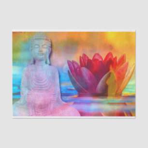 Buddha Statue & Lotus im Wasser Seidenpapier